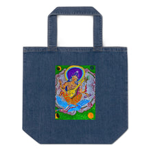 Load image into Gallery viewer, Saraswati Devi Organic denim tote bag
