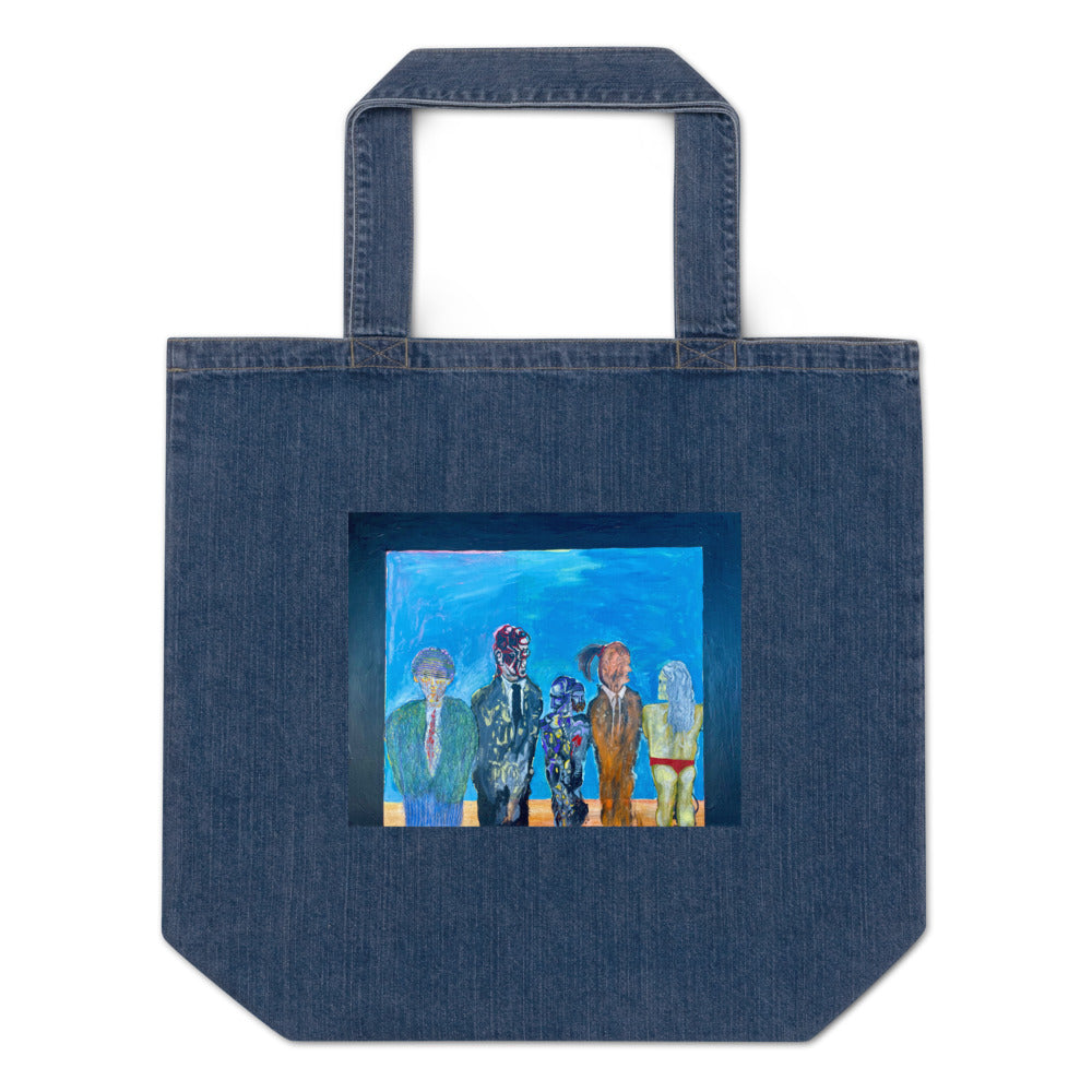 Beach Monster in a Red Thong Organic denim tote bag