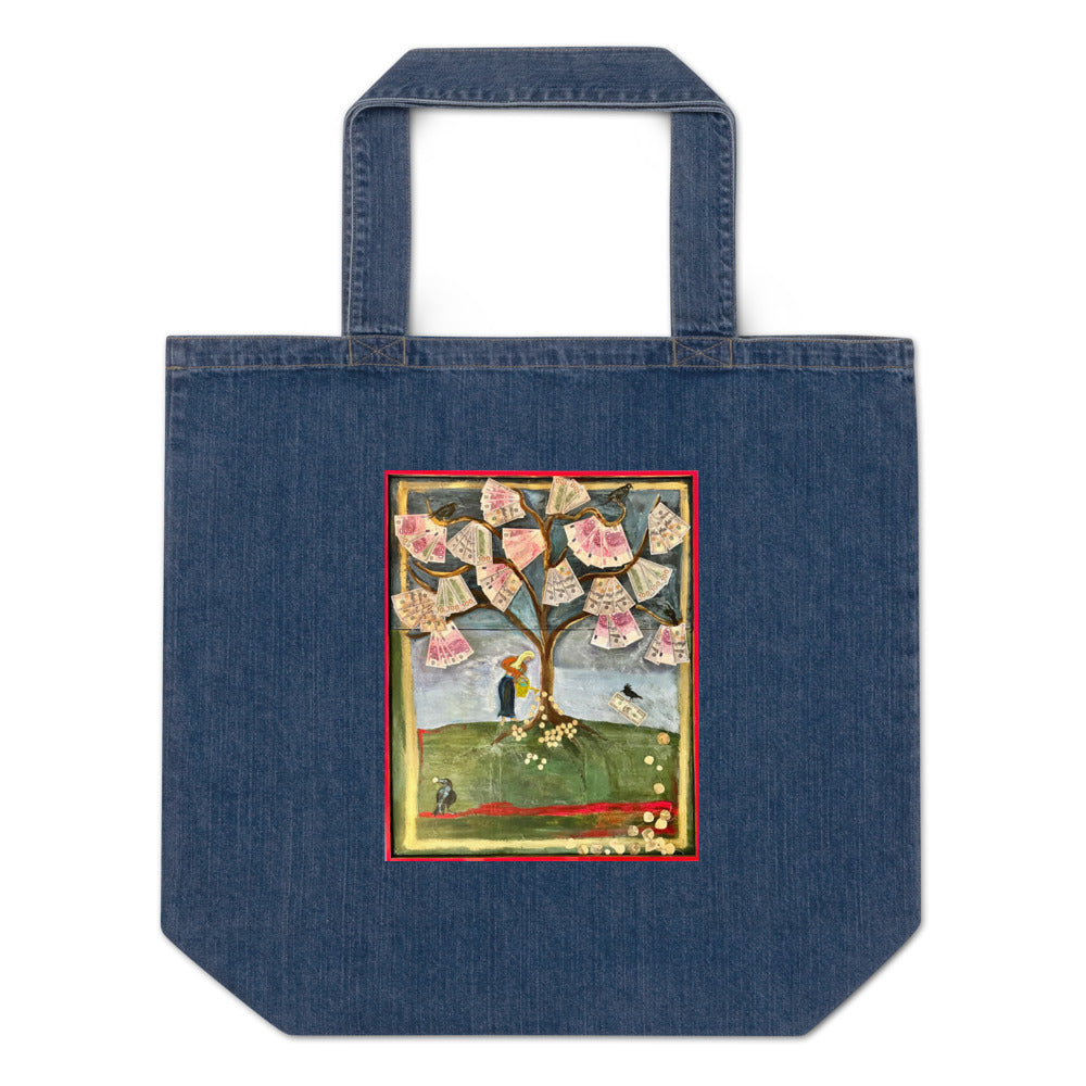 The Money Tree Organic denim tote bag