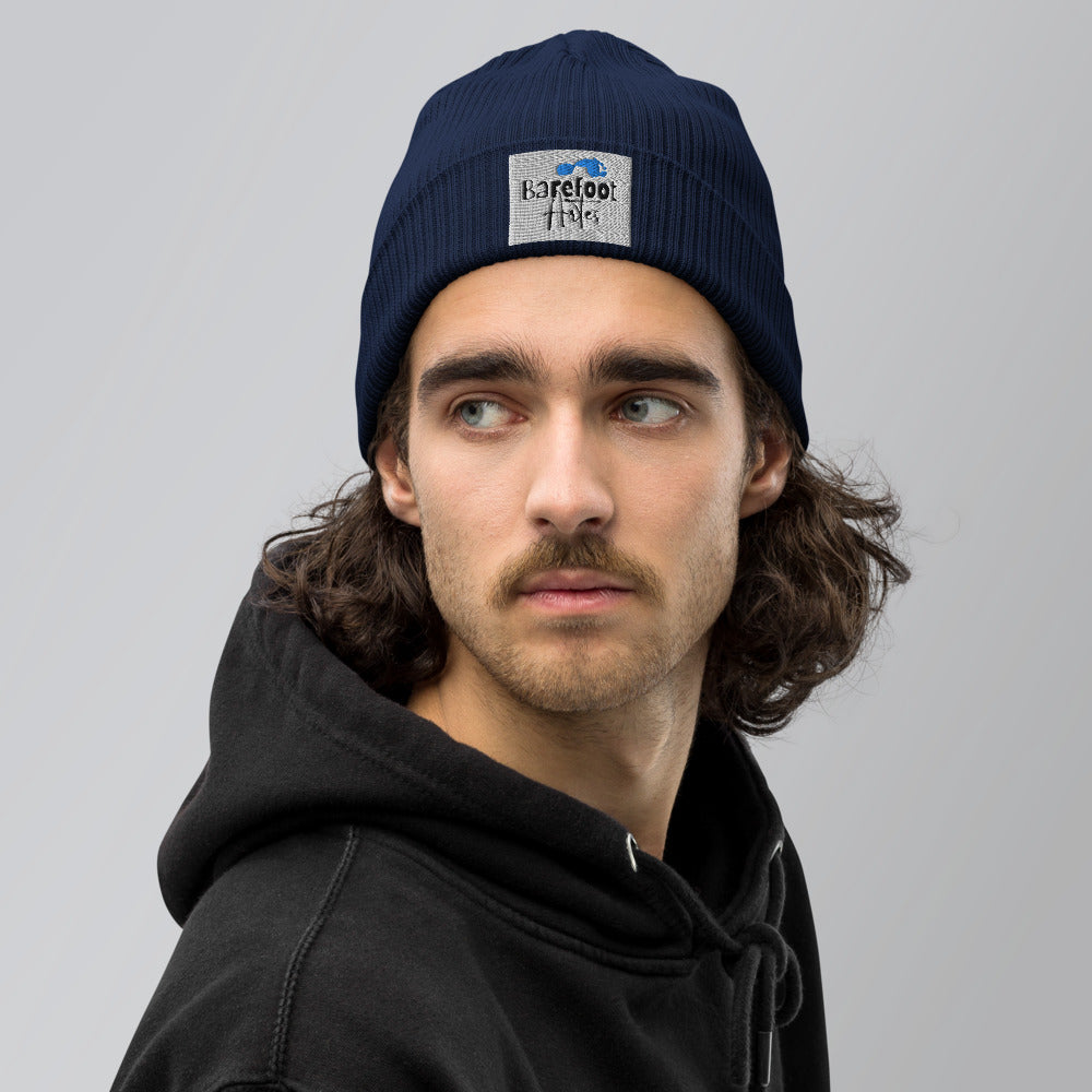 Barefoot Artes Logo Organic ribbed beanie