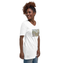 Load image into Gallery viewer, Alice&#39;s Wonderland Cat Unisex Short Sleeve V-Neck T-Shirt
