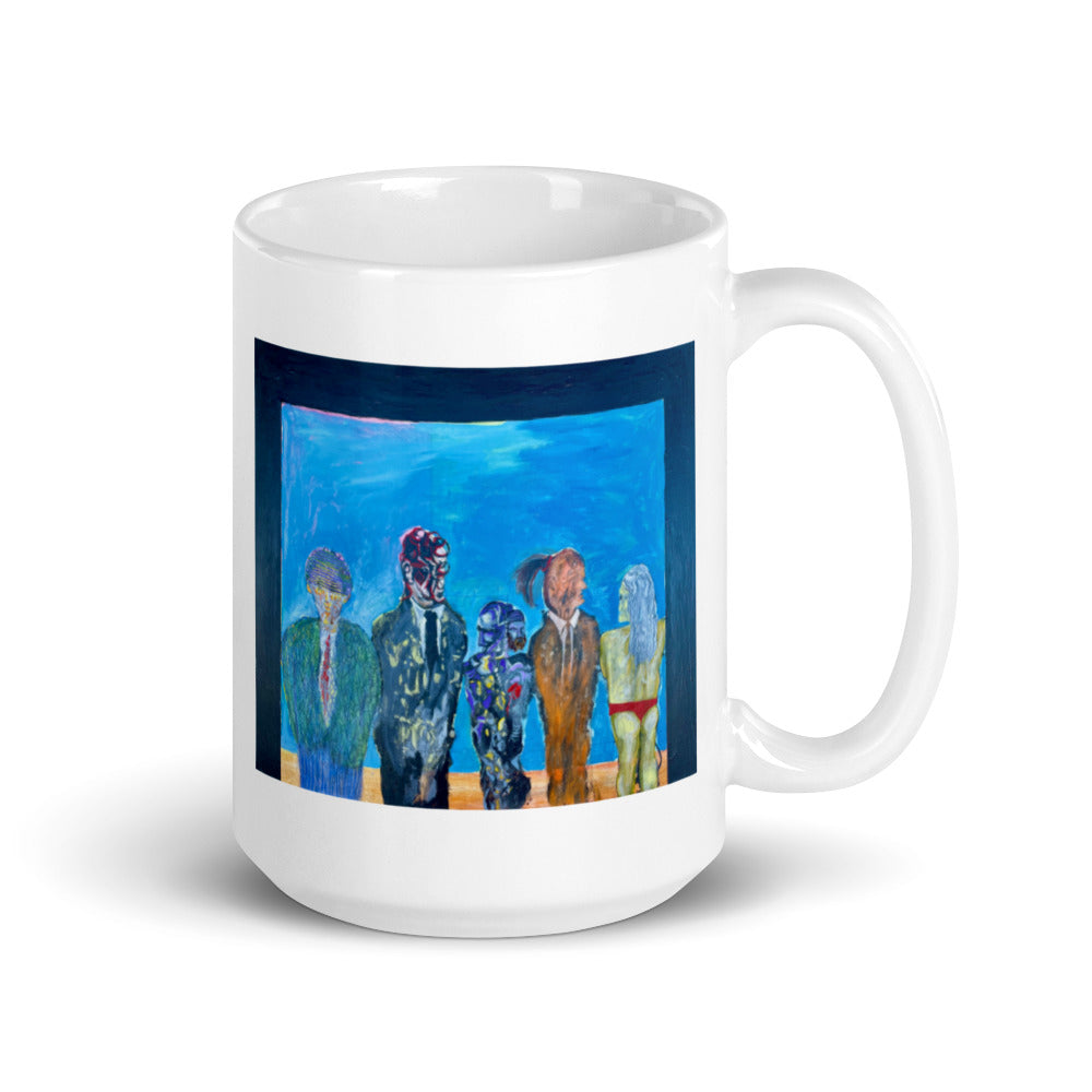 Beach Monster in a Red Thong White glossy mug